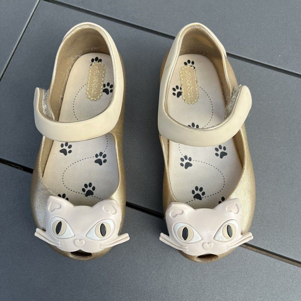Mini Melissa Ultragirl II Gold Cat Mary Jane Flats Shoes Toddler Girls Size 9